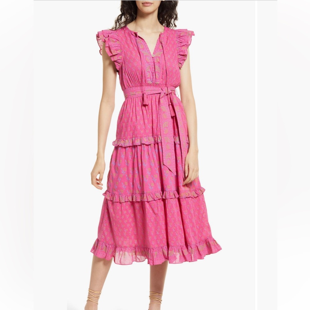 Cleobella Kenzie Floral Tiered Organic
Cotton Midi Dress